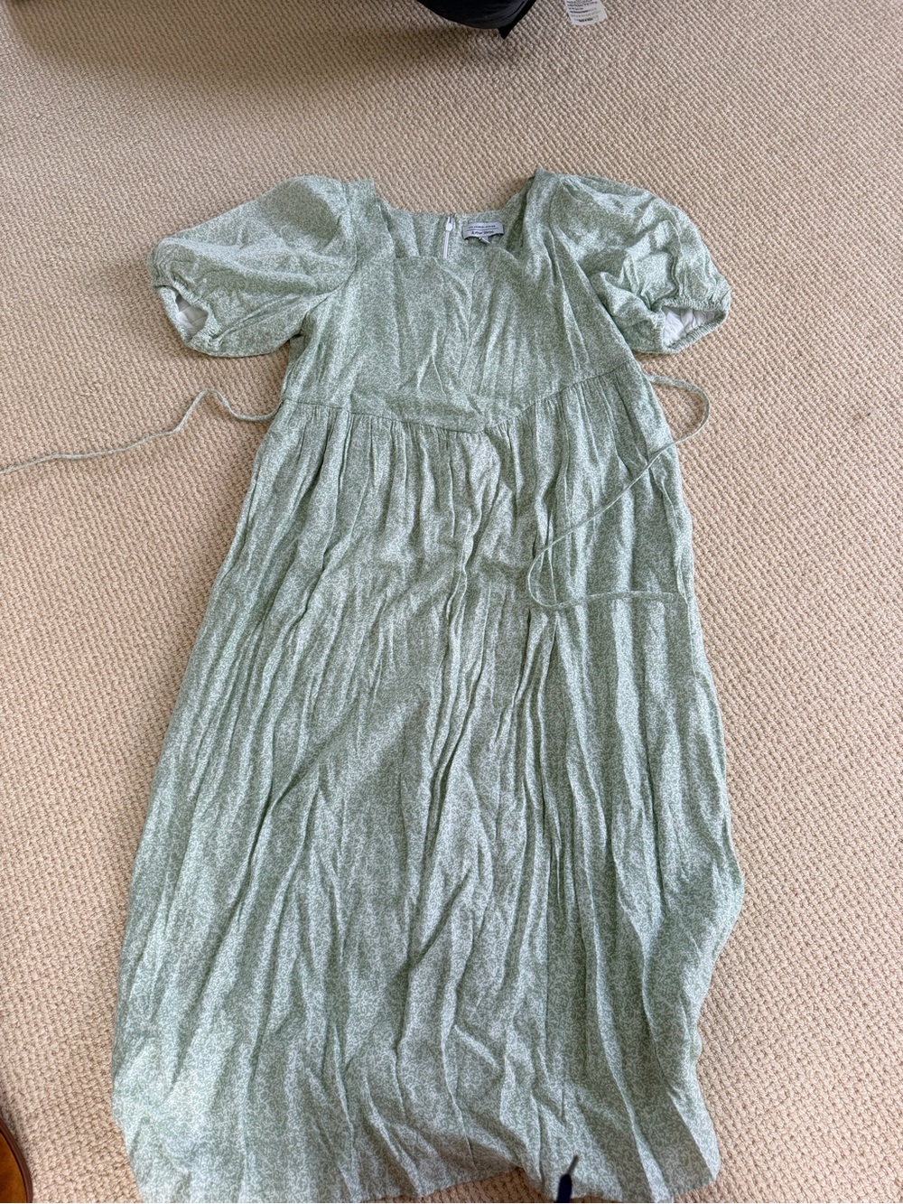 & Other Stories Light Sage Puff Sleeve Maxi Dress